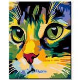 Painting by Numbers Colored Cat Face As A Portrait
